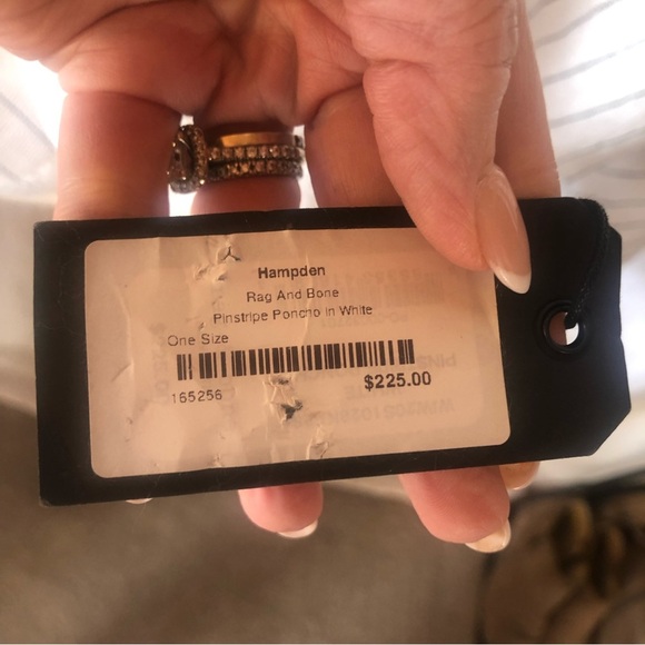 NWT Rag & Bone Pinstripe linen blend poncho Hampden style black stripe one size - Picture 7 of 9
